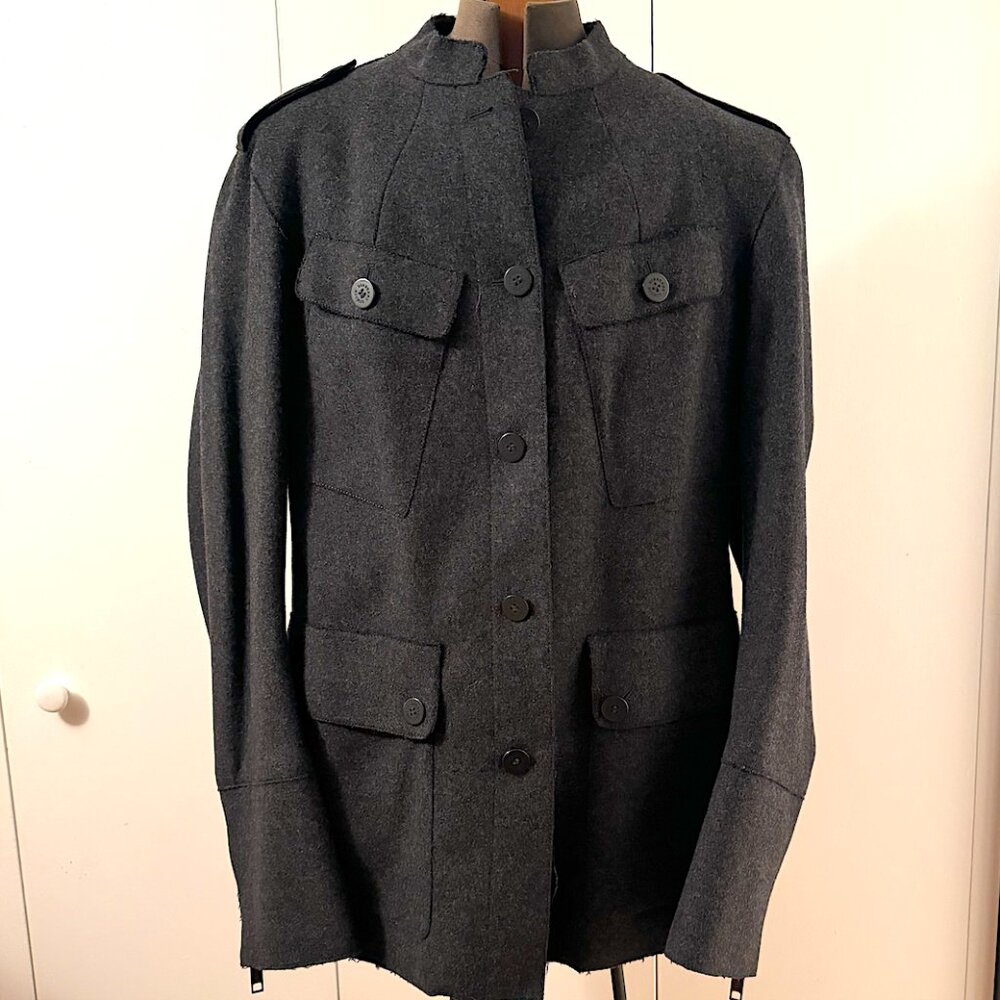 Burberry dark grey military jacket with zip sleeves this is a rare find!